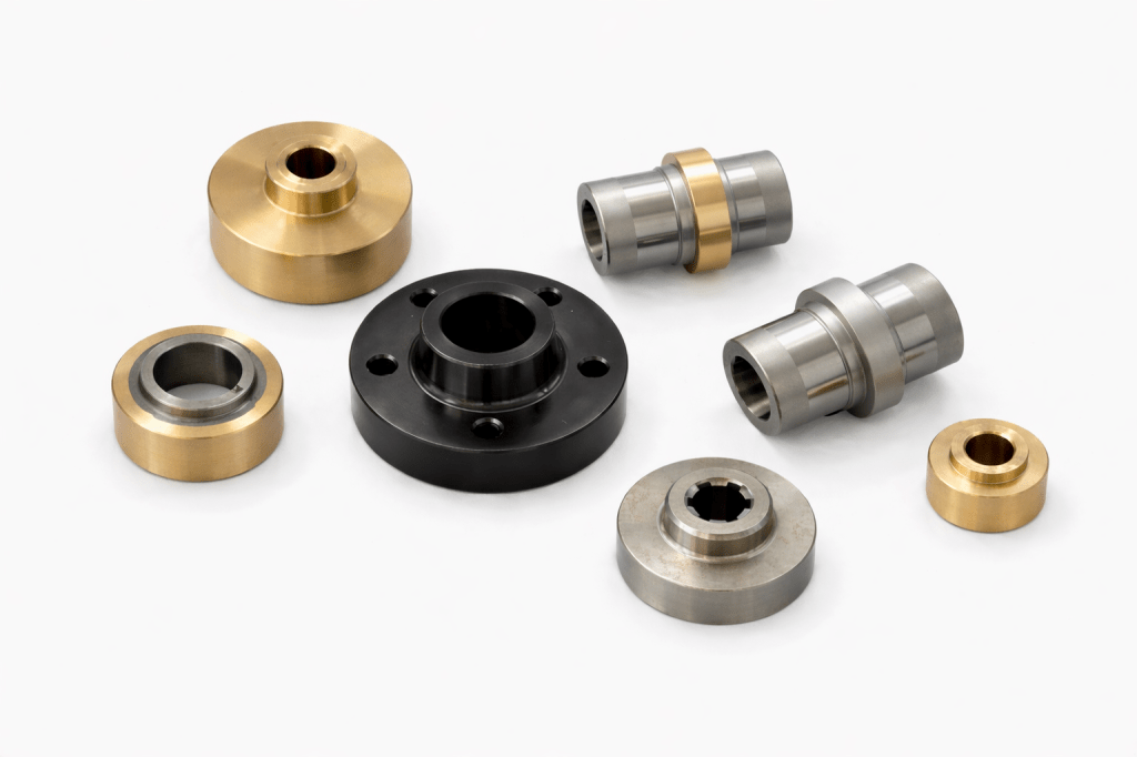 Precision CNC machined brass and steel bushings, sleeves and flange components manufactured by Ningbo Yixin Machinery